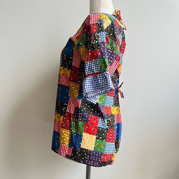 Vintage 1970s Design House Novelty Print Smock Top Blouse // Yellow Green Orange - Picture 3 of 5